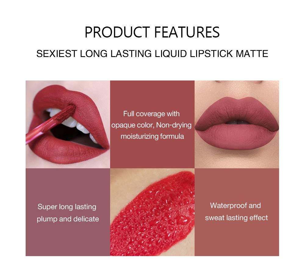 Thumbnail 2 de BestLand 54546 6-Piece Matte Liquid Lipstick Set, Waterproof, 6 Colors