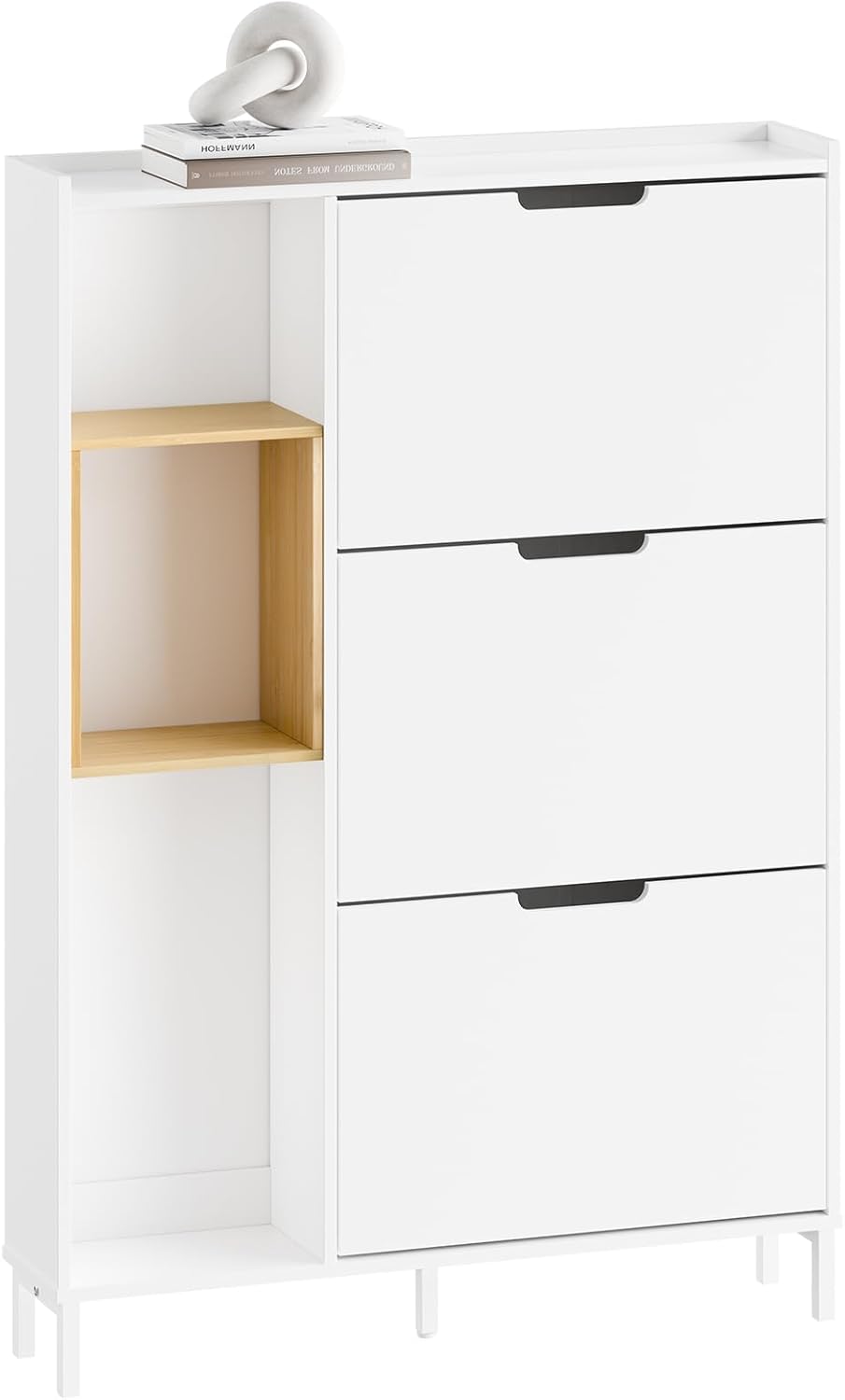 Detalle de SoBuy Meuble à Chaussures Entrée - Armoire à Chaussures Blanc Compacte (FSR209-WN)