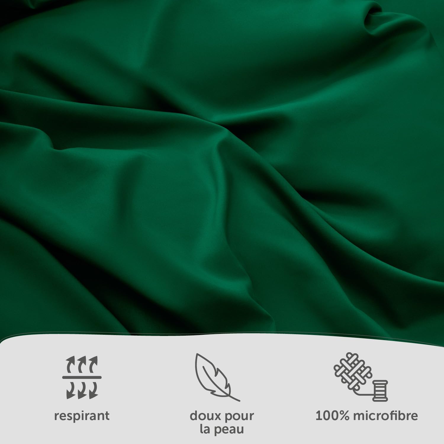Detalle 2 de Blumtal Housse de Couette 2x135x200 + Taies d'oreiller 40x80 – Vert Foncé certifiée Oeko-Tex