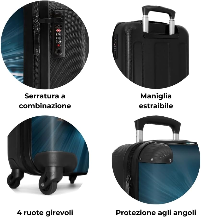 Thumbnail 6 de NoBoringSuitcases.com Valigia Bambini Auto da Corsa Ciano-Blu 55x40x20 cm