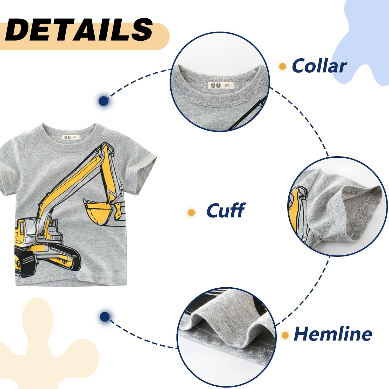 Thumbnail 4 de Kinder T-Shirt Jungen Kurzarm „Cartoon Bagger“ im 3er-Pack (2–7 Jahre) – Baumwolle & atmungsaktiv