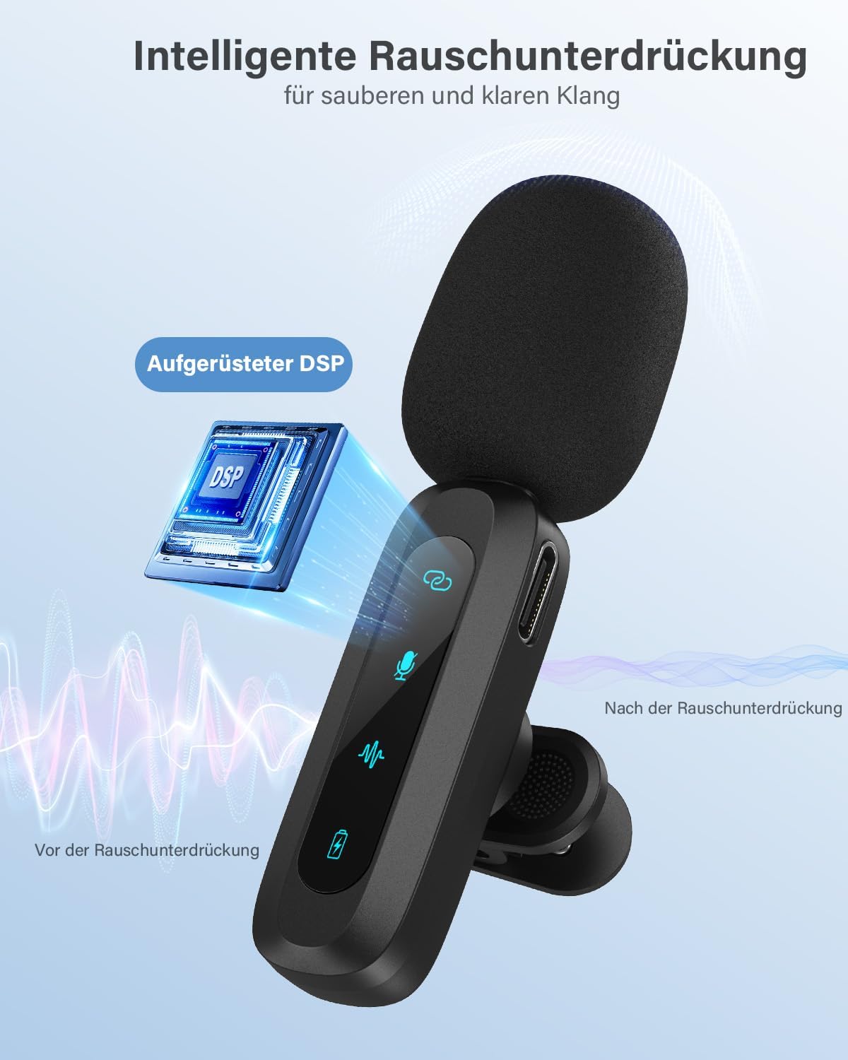 Thumbnail 2 de WARM BOX Kabelloses Lavalier-Mikrofon für iPhone, iPad & Android (2er-Set) – Auto-Pairing, Rauschunterdrückung, Stummschaltung