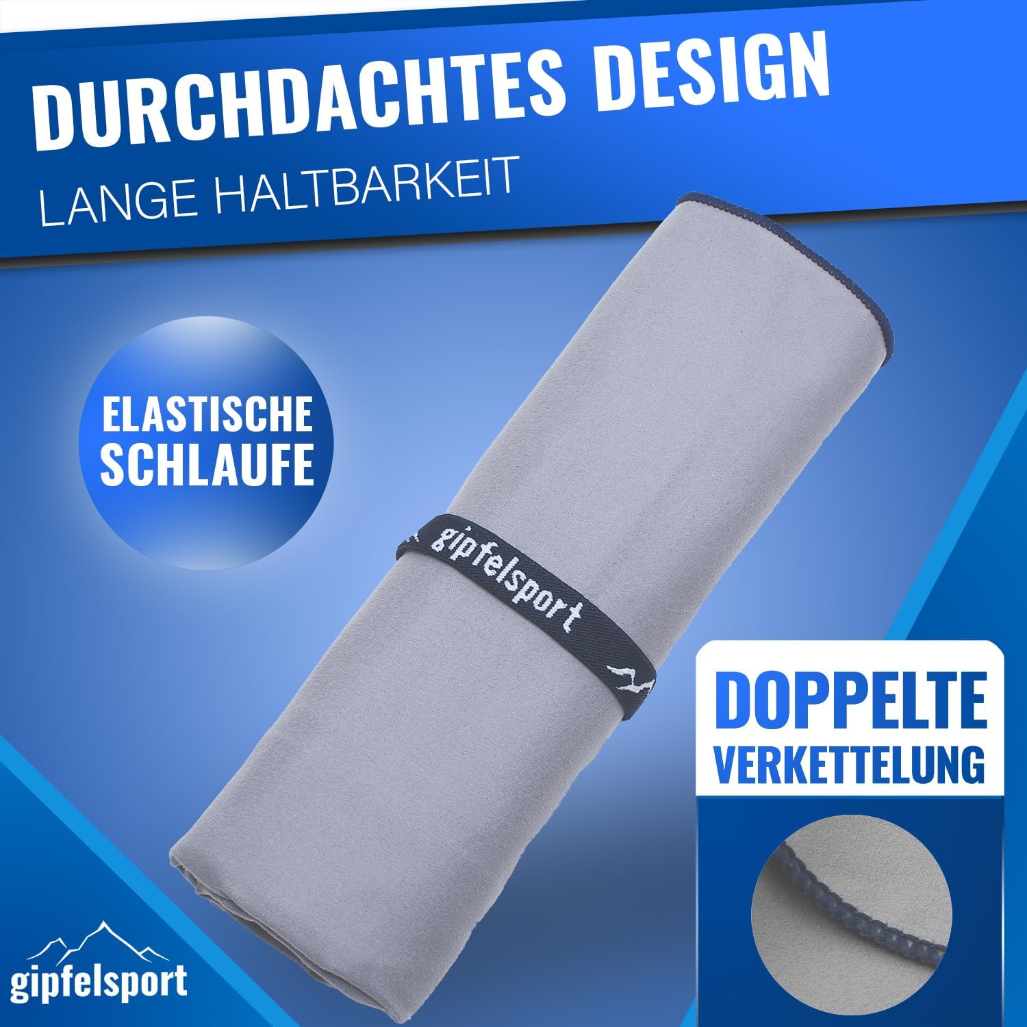 Thumbnail 6 de gipfelsport Mikrofaser Handtuch 140x70 cm – schnelltrocknendes Travel- und Sporthandtuch, grau