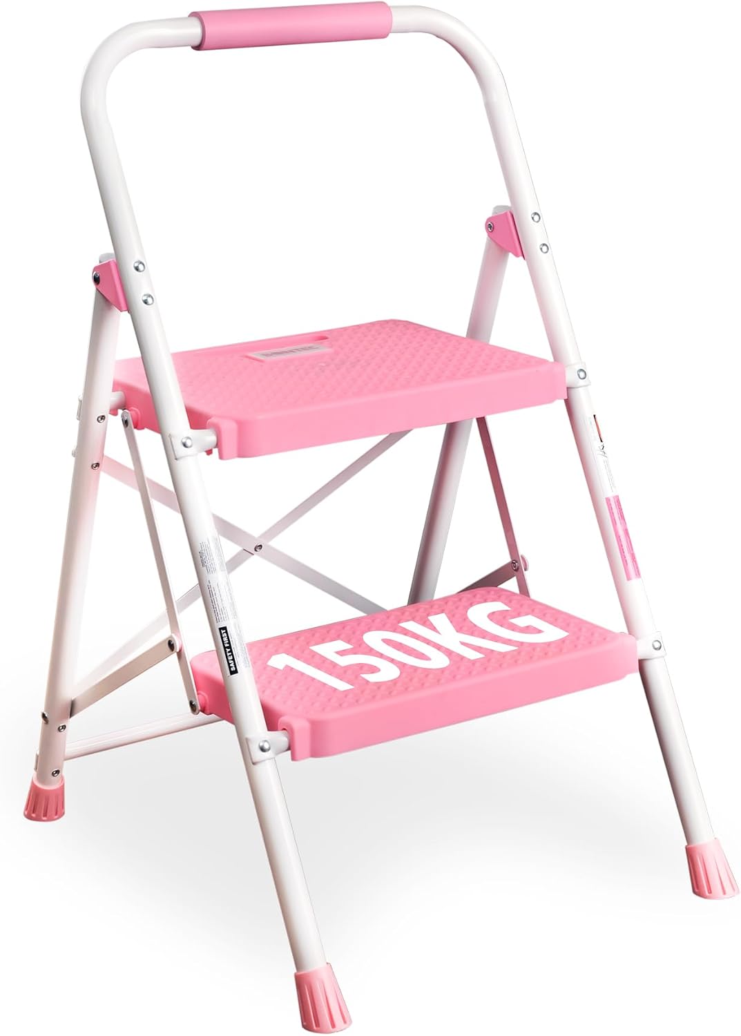 Detalle de BONTEC Trittleiter 2 Stufen Klappbar Rosa