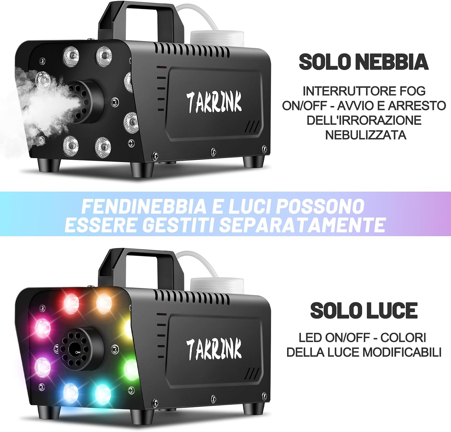 Thumbnail 2 de TAKRINK Macchina del Fumo 900W con 8 LED RGB e telecomando wireless