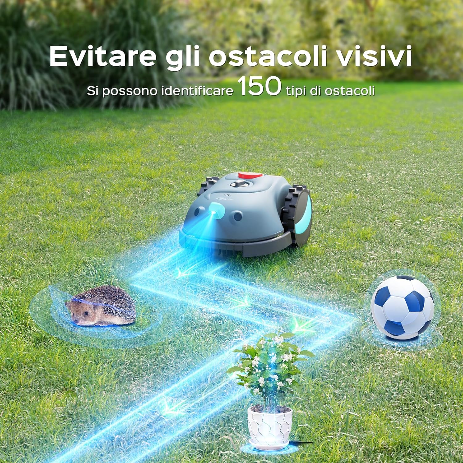 Thumbnail 1 de YARDCARE V100 Robot Tagliaerba senza filo con navigazione visiva e ostacoli (150 tipi), batteria 4,0 Ah