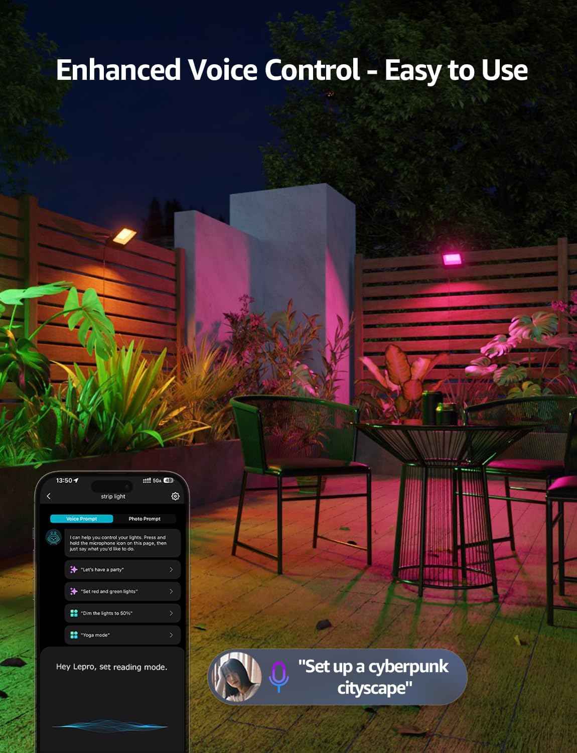 Thumbnail 2 de Lepro LED Flood Light Outdoor 30W: Colour Changing, AI Voice Control & Music Sync
