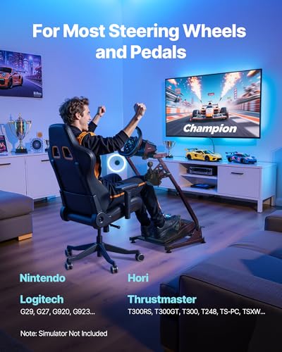 Detalle 2 de VEVOR Supporto per Volante da Corsa, Cockpit Regolabile e Pieghevole per Logitech e Thrustmaster (Pedali non inclusi)