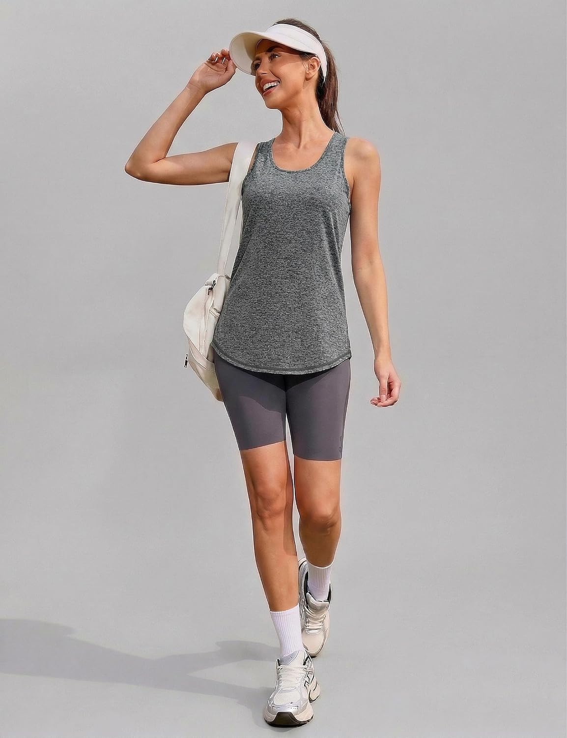 Detalle de Wayleb Canotte Sportive da Donna: Canotta in Rete senza Maniche per Yoga, Palestra e Corsa (S-3XL)