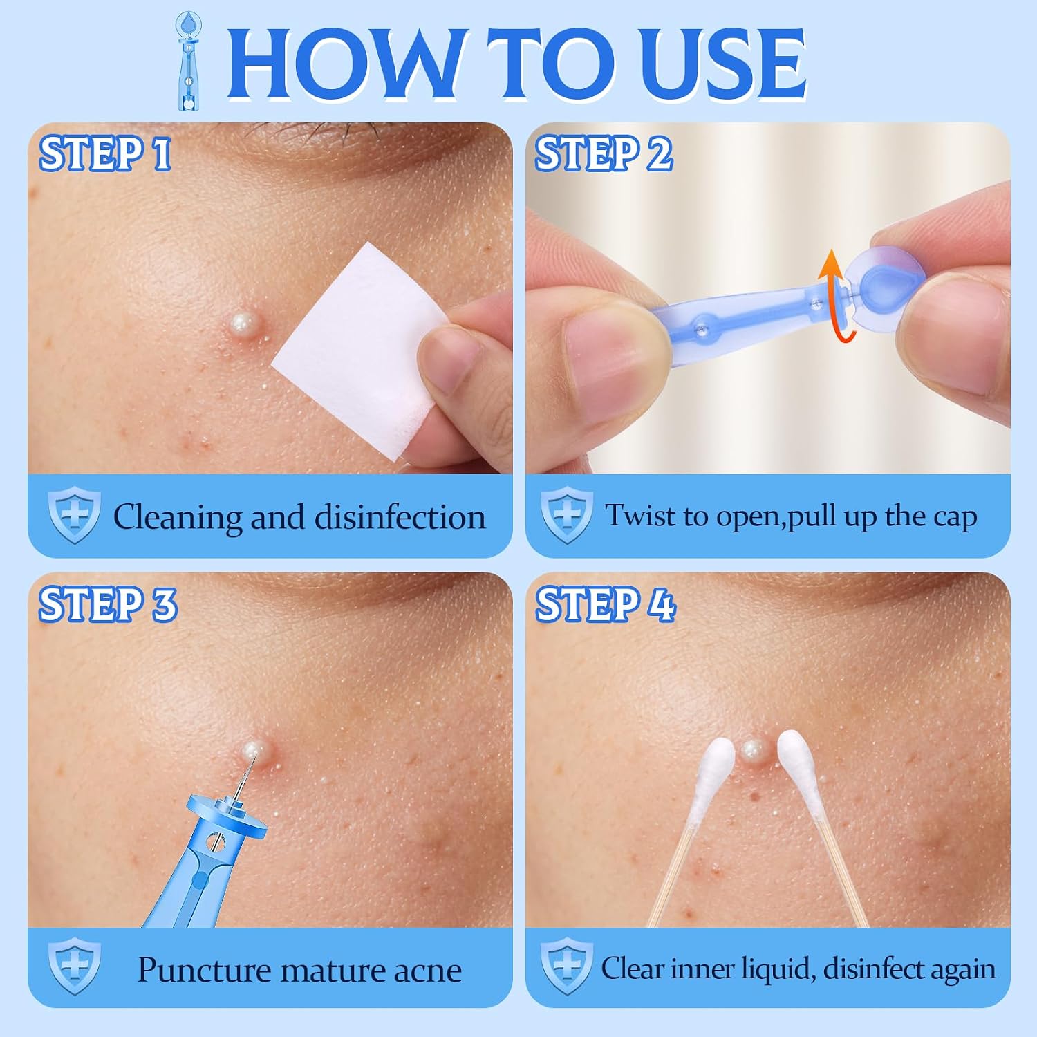 Detalle de Disposable acne lancets, 50-piece set