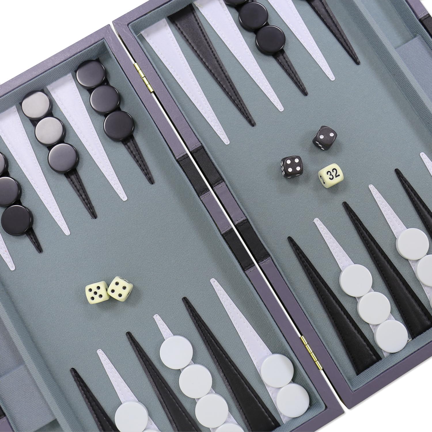 Thumbnail 5 de Backgammon Set – Classic Leather Case, Premium Travel Backgammon for Adults & Kids (11inch, Gray)