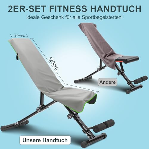 Thumbnail 5 de Jokisa Fitness Handtuch 2er Set – 120 x 50 cm, Mikrofaser mit Kapuze und versteckter Reißverschlusstasche (Hellgrau-Grün)