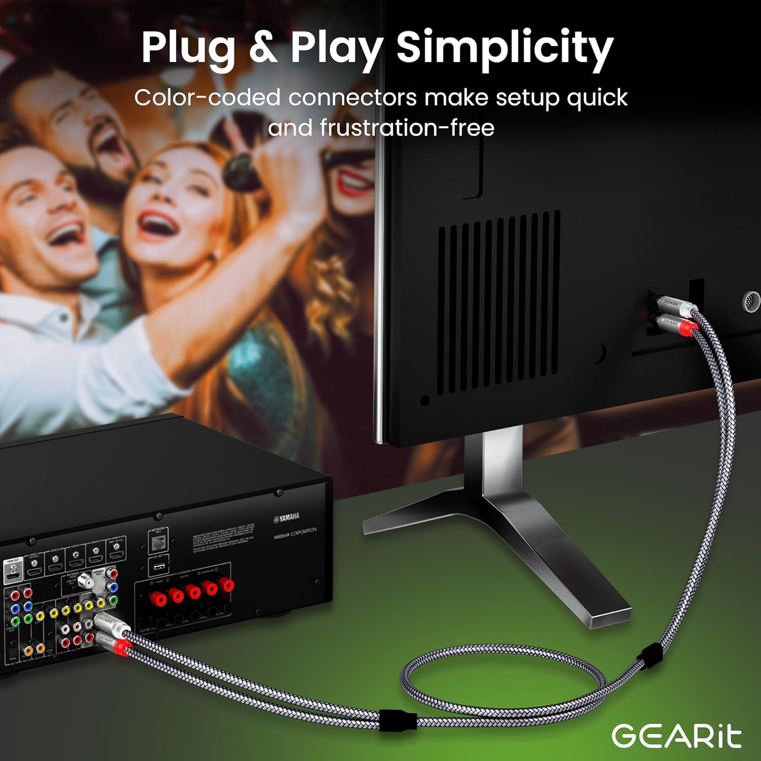 Thumbnail 6 de GEARit RCA Cables 25 ft: Dual Shielded, Gold-Plated RCA Cable for Car Audio & Hi-Fi