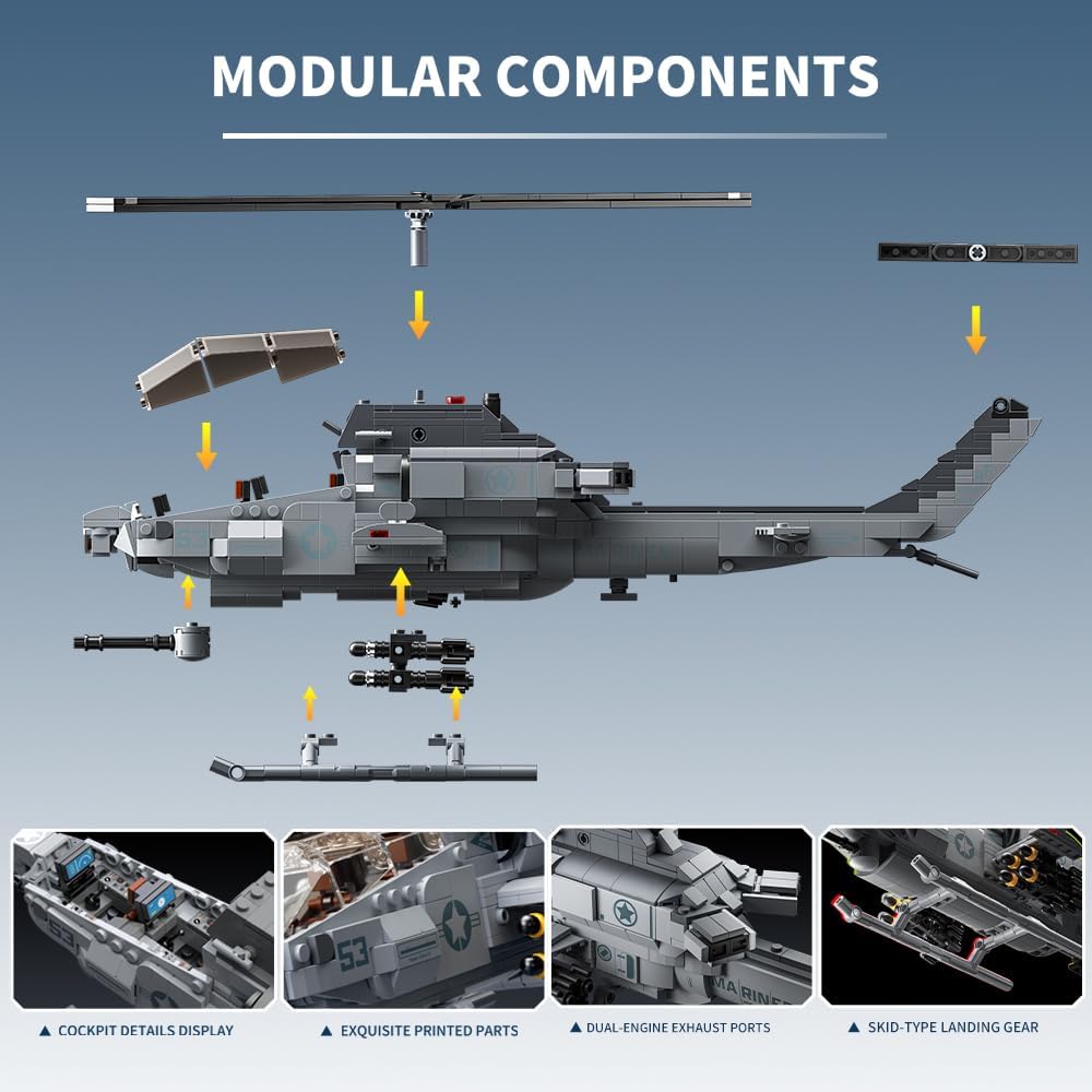 Detalle 2 de MISINI M8024 AH-1W Hubschrauber 958 Teile