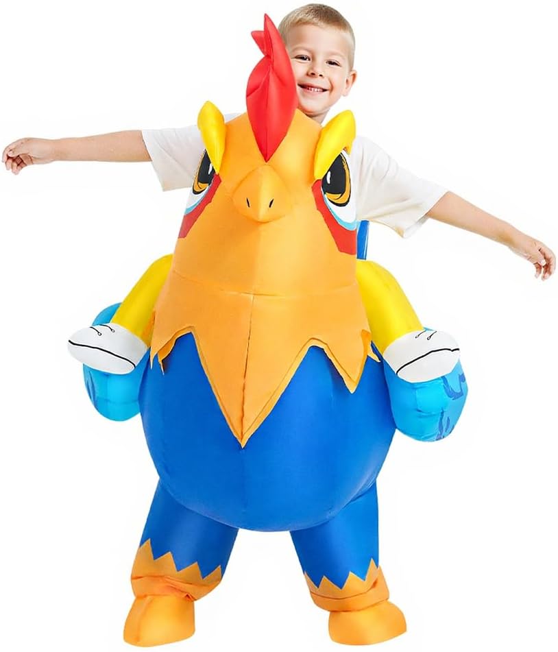 Detalle 2 de JUROSAICA Inflatable Chicken Costume for Kids, Built-In Fan, Adjustable Waist