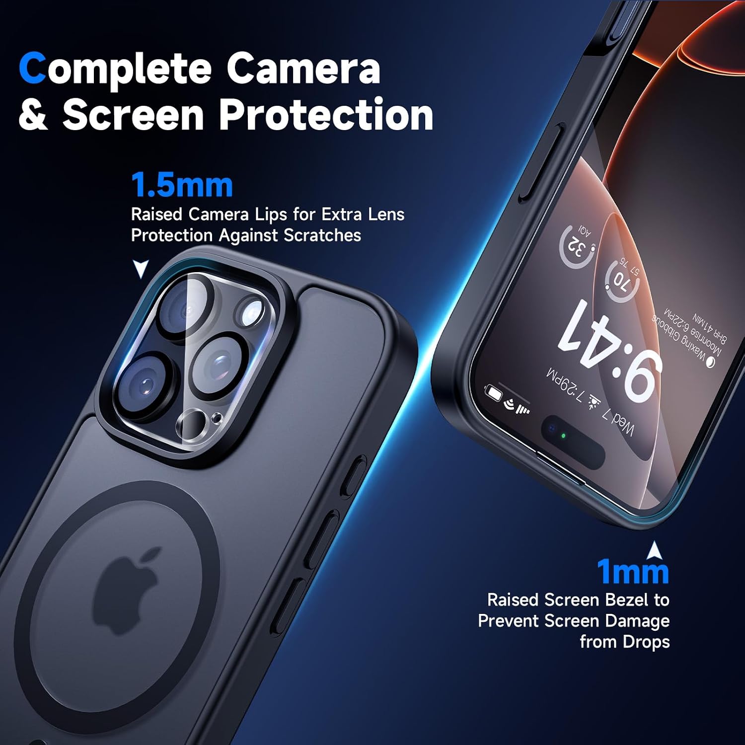 Detalle de seacosmo 5 in 1 Magnetic Case for iPhone 16 Pro – 360° Protection with 2x HD Screen Protectors and 2x Camera Lens Protectors