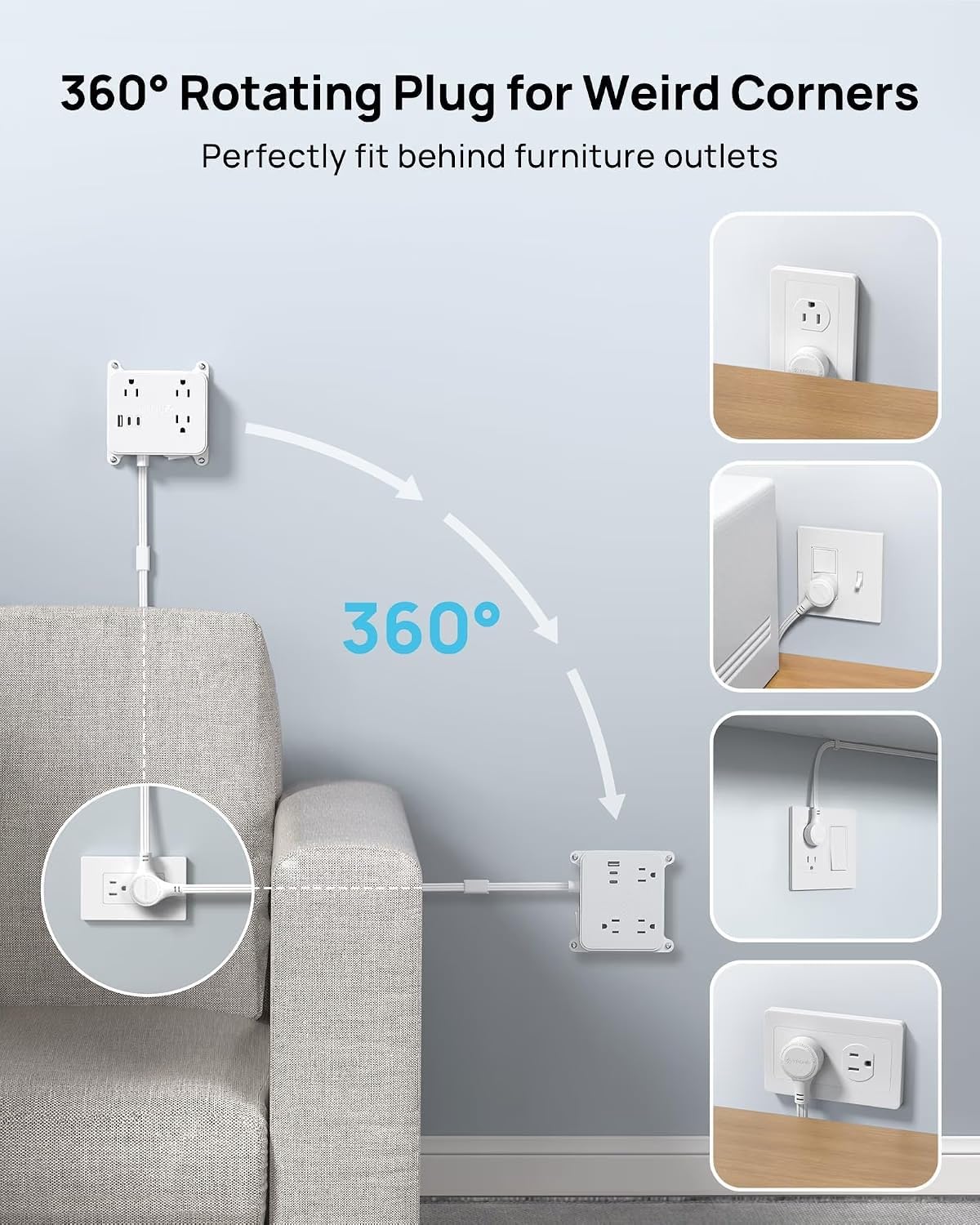 Detalle 2 de TROND outlet extender with 2 USB-C ports