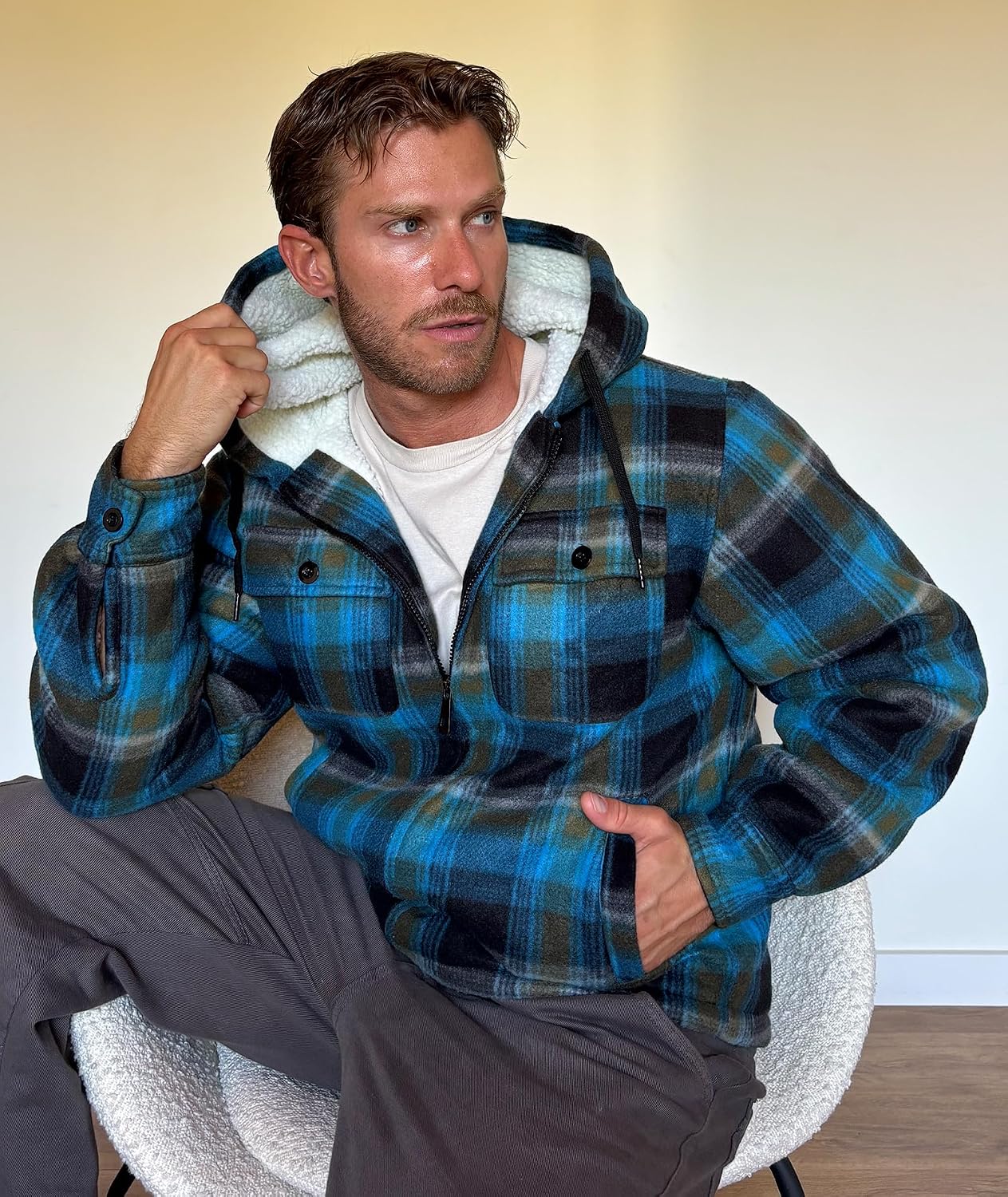 Thumbnail 1 de GEEK LIGHTING Men's Flannel Jacket with Sherpa Lining