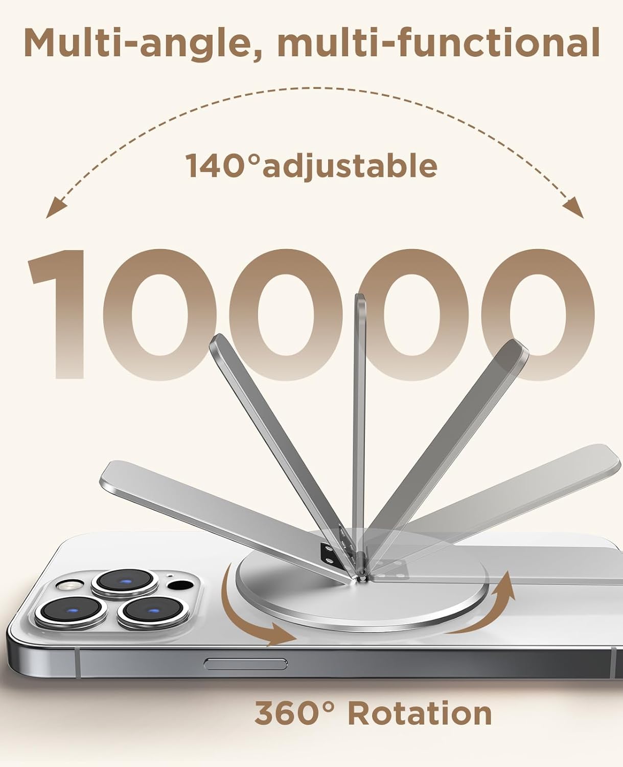 Thumbnail 4 de Magtame impugnatura magnetica 3-in-1 per telefono con cavalletto e cinturino in metallo, argento (compatibile iPhone 12/13/14/15/16)