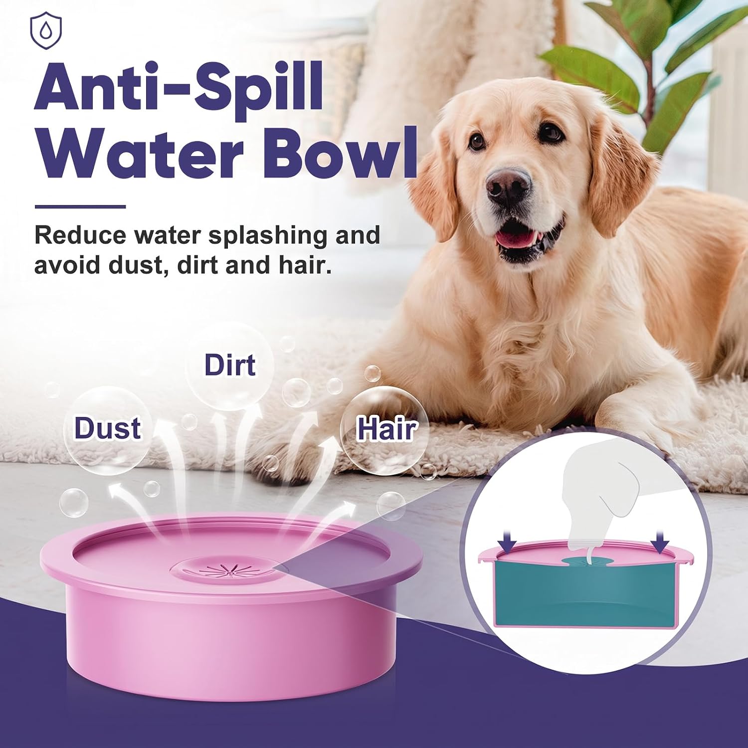 Detalle de XiaZ C-Pink New Elevated Dog Bowl Stand with Adjustable Height and Slow-Feed Bowls
