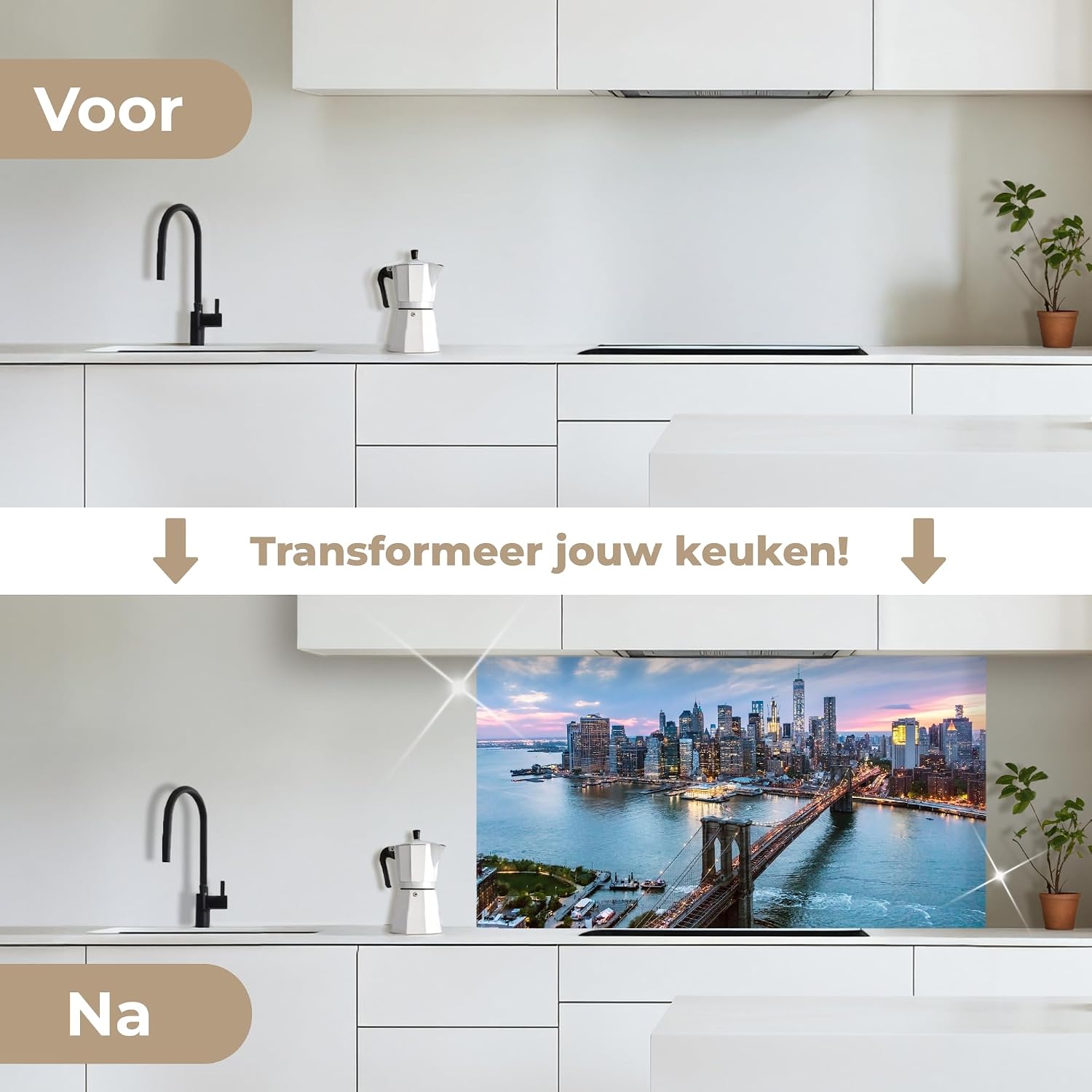 Detalle de KitchenYeah New York - Skyline keukenachterwand 80 x 150 cm, zelfklevend kunststof