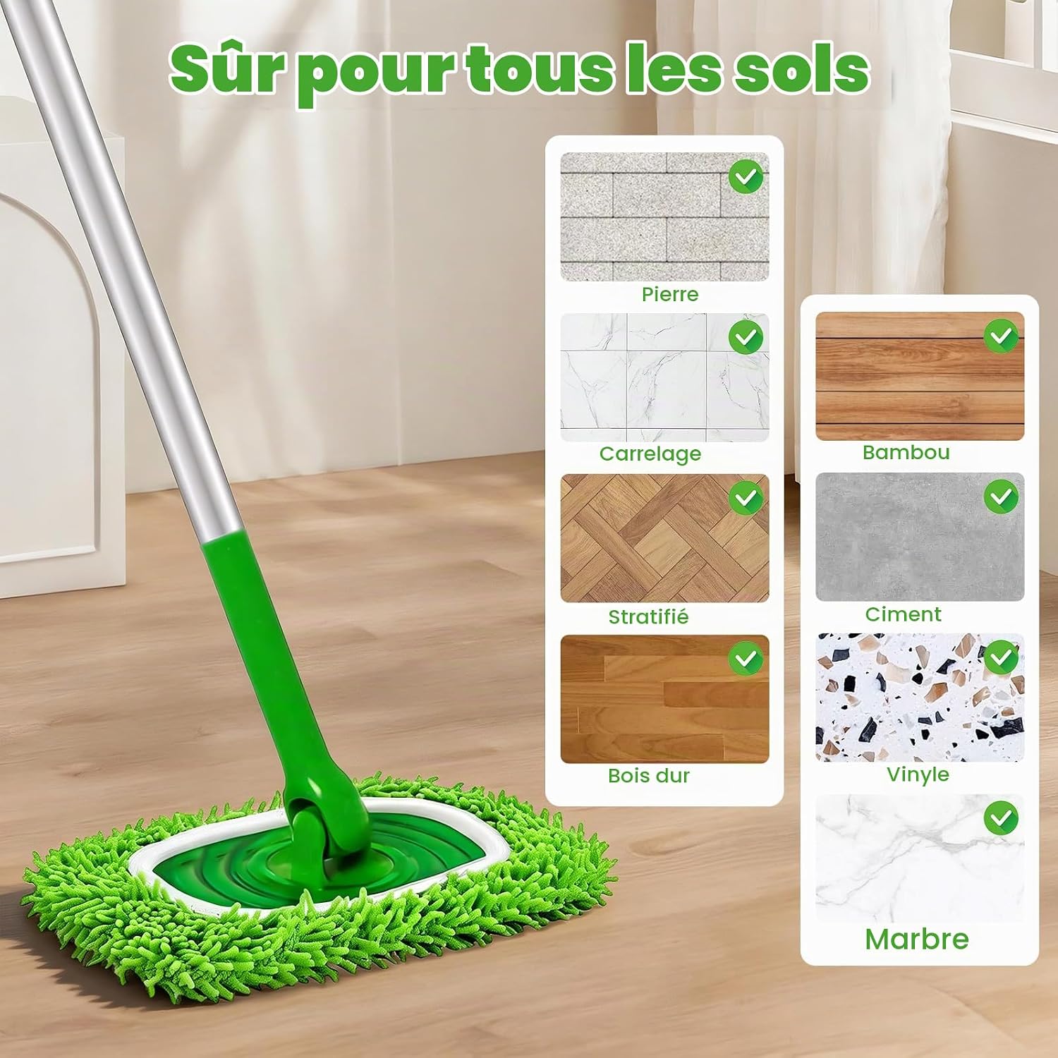 Detalle de ZWQO ZWQO-JJ01B herbruikbare microvezeldoeken voor Swiffer, 6 stuks