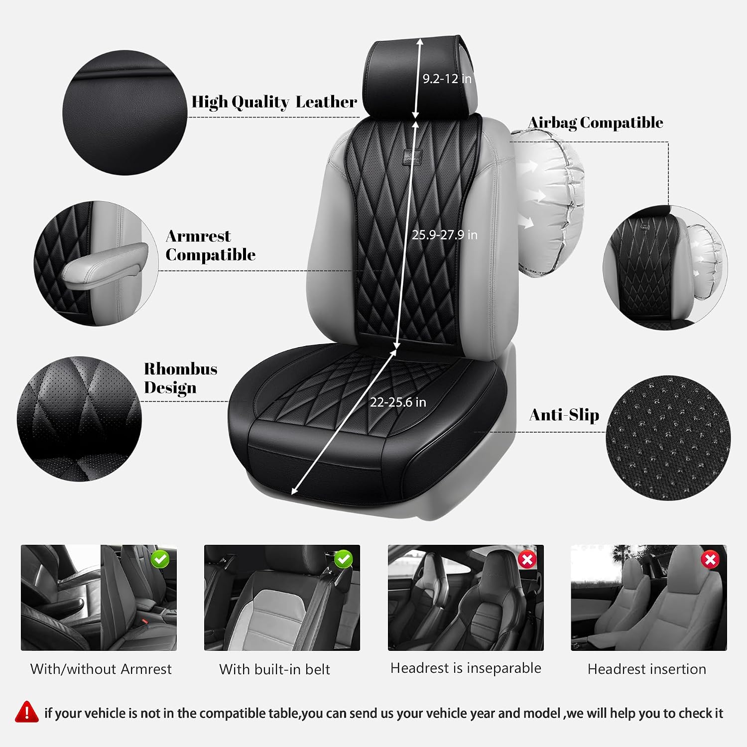 Detalle 1 de CAR PASS Luxury Napa Leather Seat Covers 2 Pack