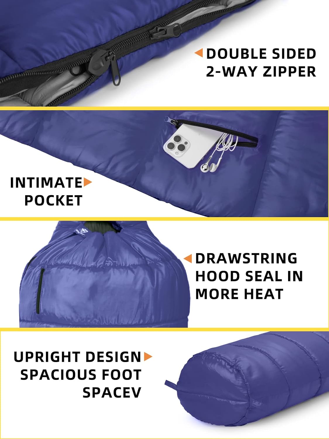 Thumbnail 2 de Bessport Sac de Couchage -9/-0°C en Cocoon Sac de Couchage Momie pour Adultes — 3–4 Saisons, Grand Froid