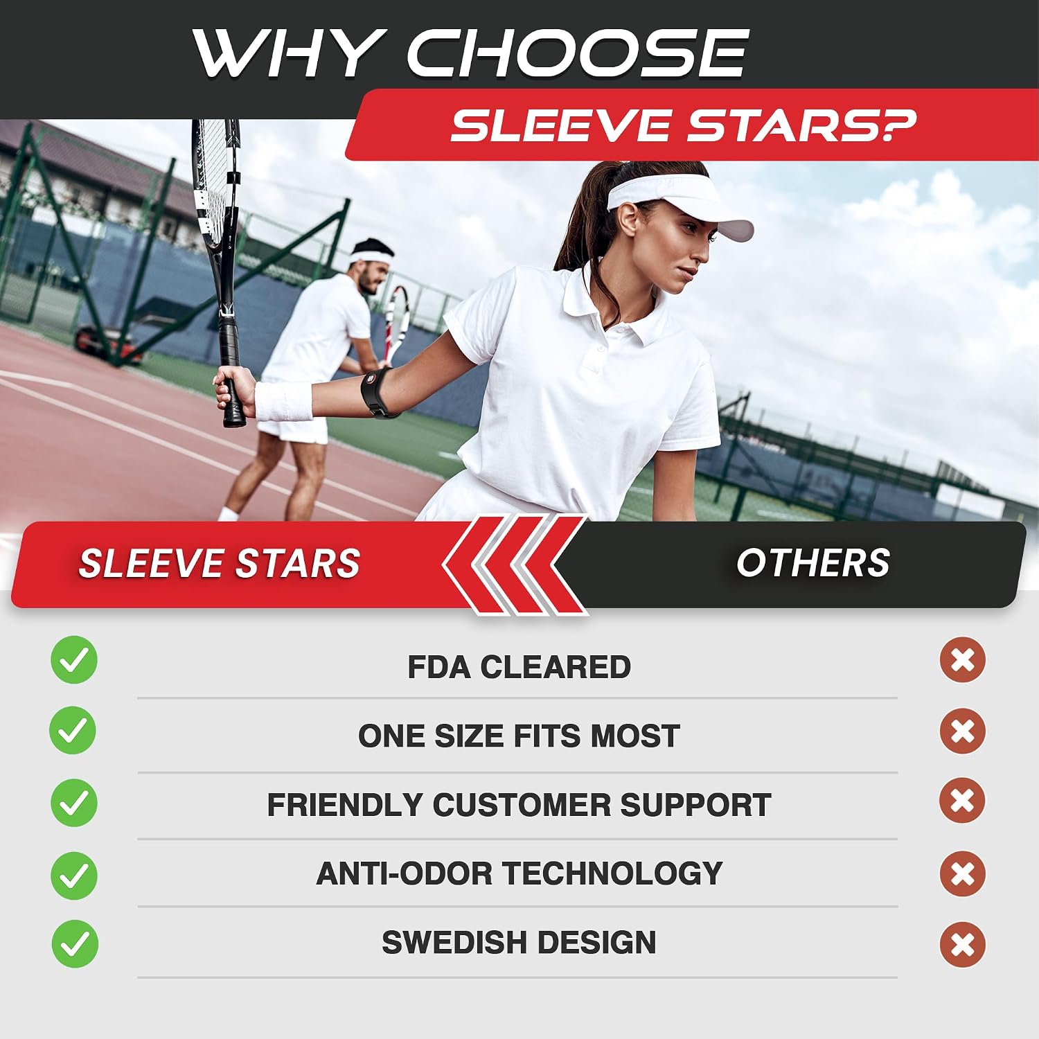 Thumbnail 3 de Sleeve Stars Tennis Elbow Brace Adjustable Strap 9"–23"