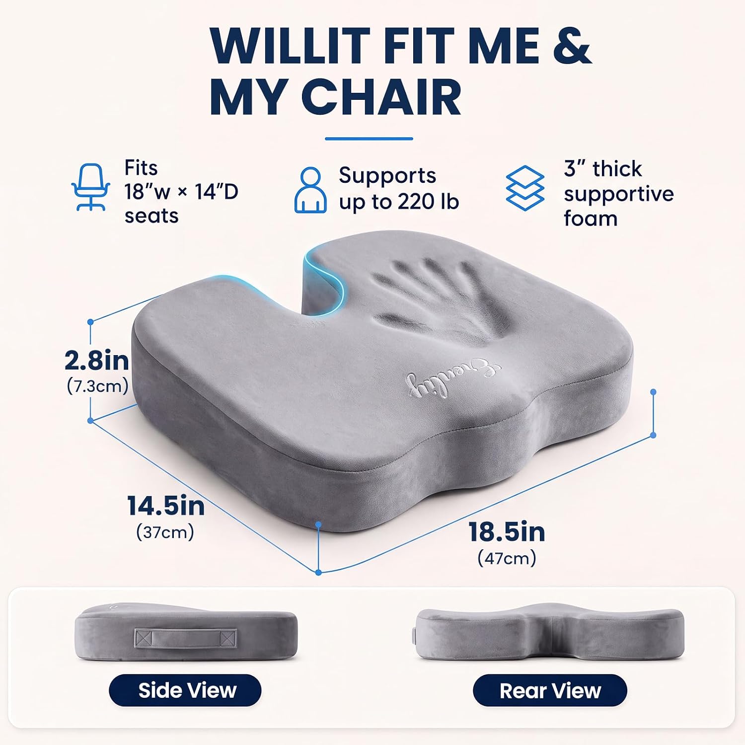 Detalle 2 de Memory Foam Seat Cushion 2-Pack