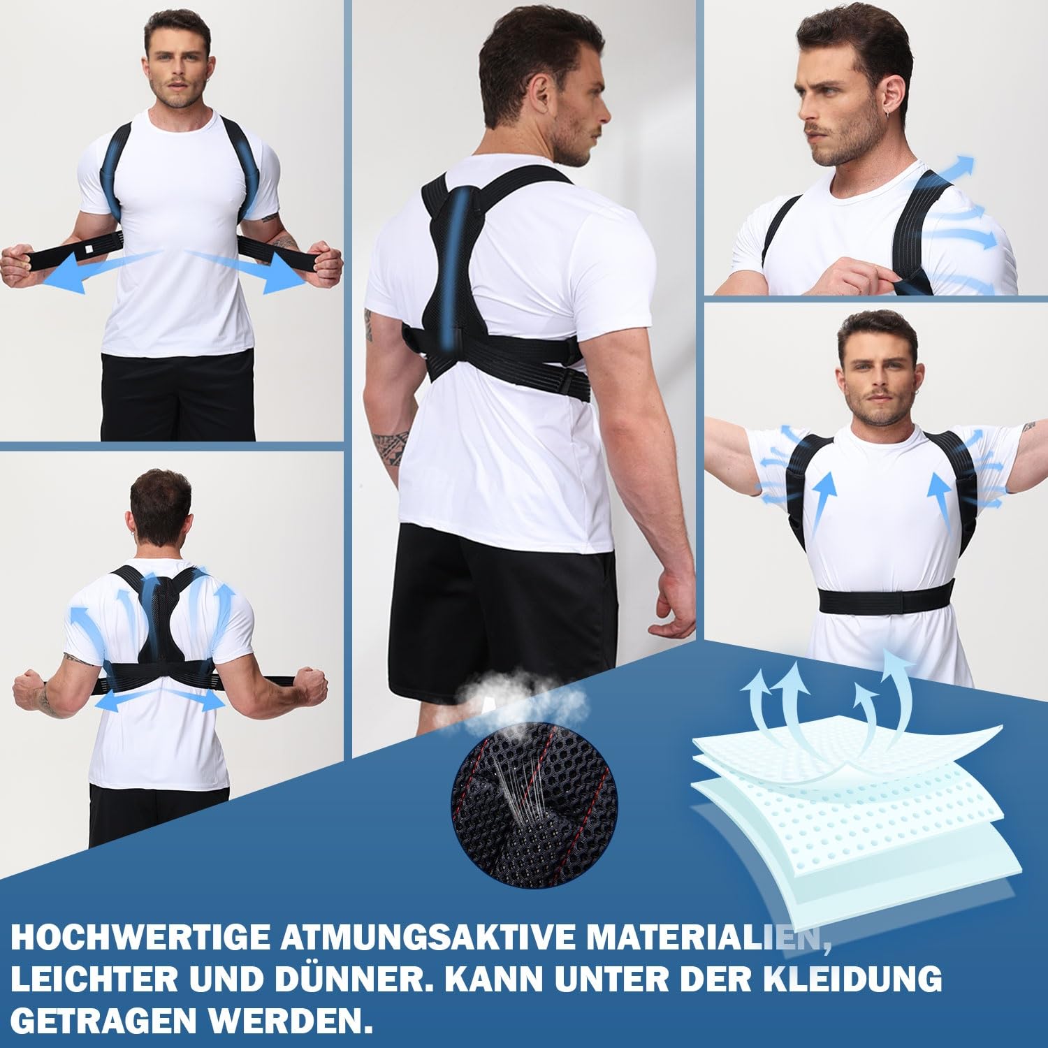 Thumbnail 5 de NovoBrace Correttore Postura Uomo Donna, Fascia Posturale Traspirante Nero XL