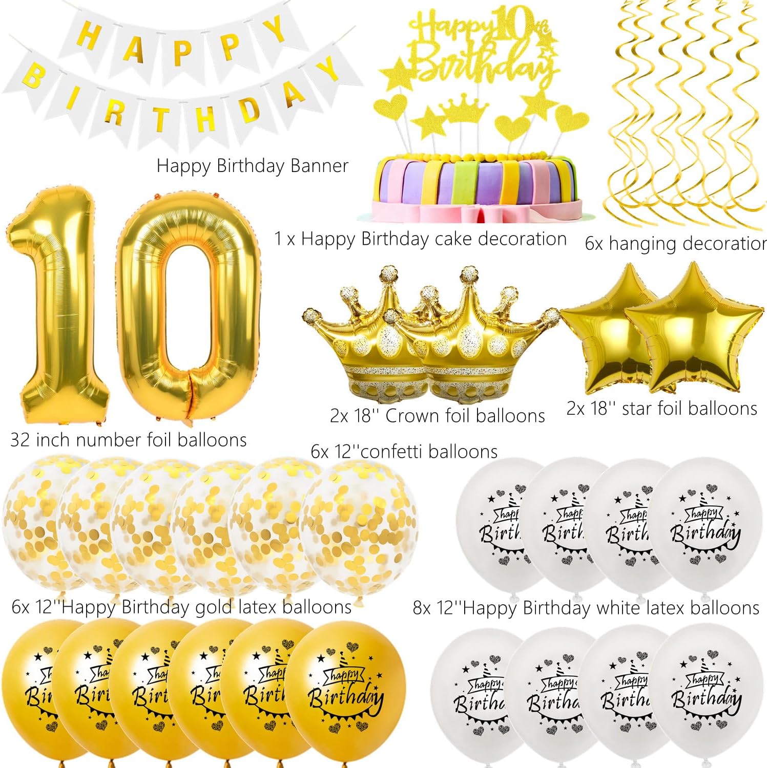 Detalle 2 de Luftballons 19. Geburtstag Weiß Gold 32" 🎈