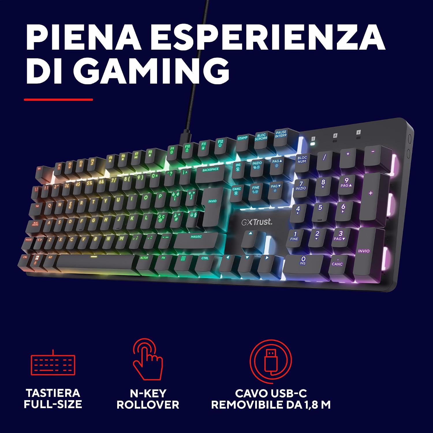 Detalle 2 de GXTrust 871 Zora tastiera meccanica 1,8 m