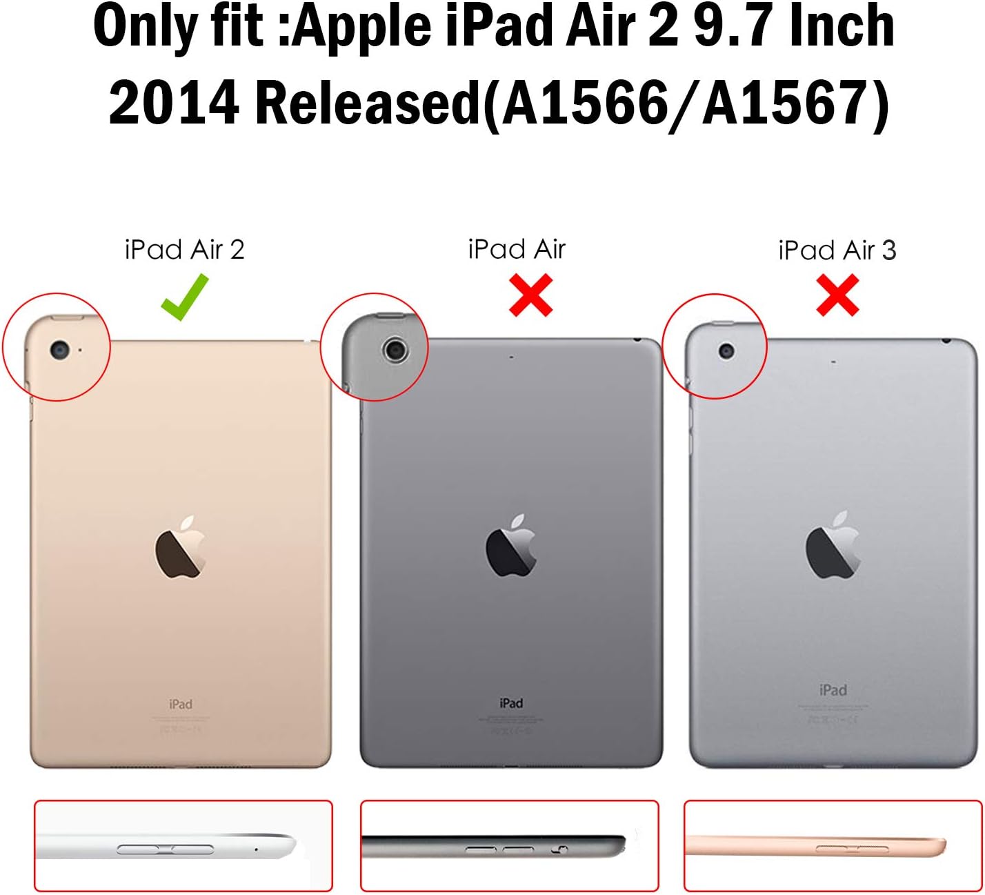 Thumbnail 1 de ProCase Hülle für iPad Air 2 (2014) – Leichte Schutzhülle mit translucenter Rückseite und Sleep/Wake-Funktion