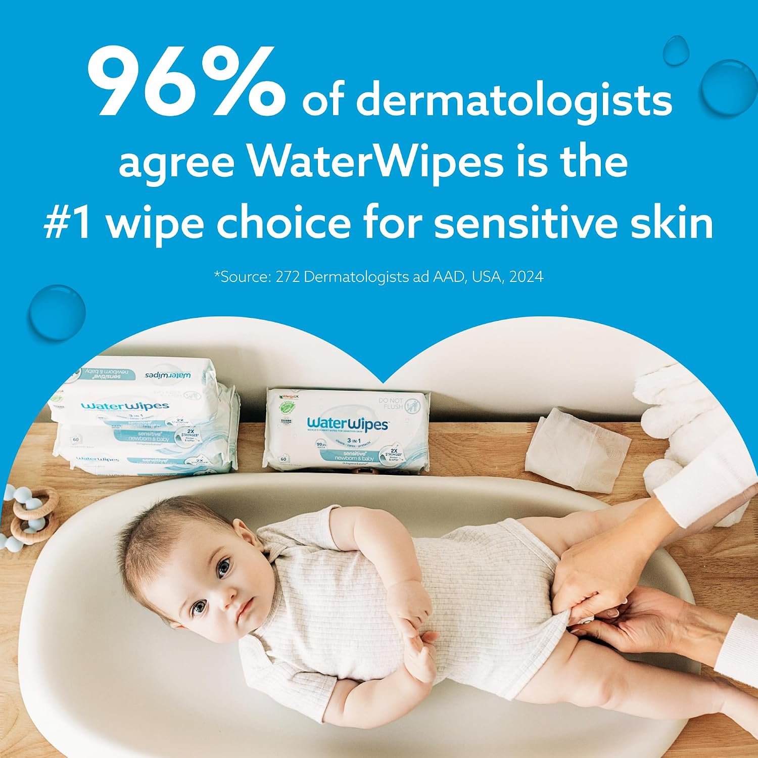Thumbnail 6 de WaterWipes Sensitive+ Newborn & Baby Wipes, 240 Count (4 Packs) - 99.9% Water, Unscented, Hypoallergenic