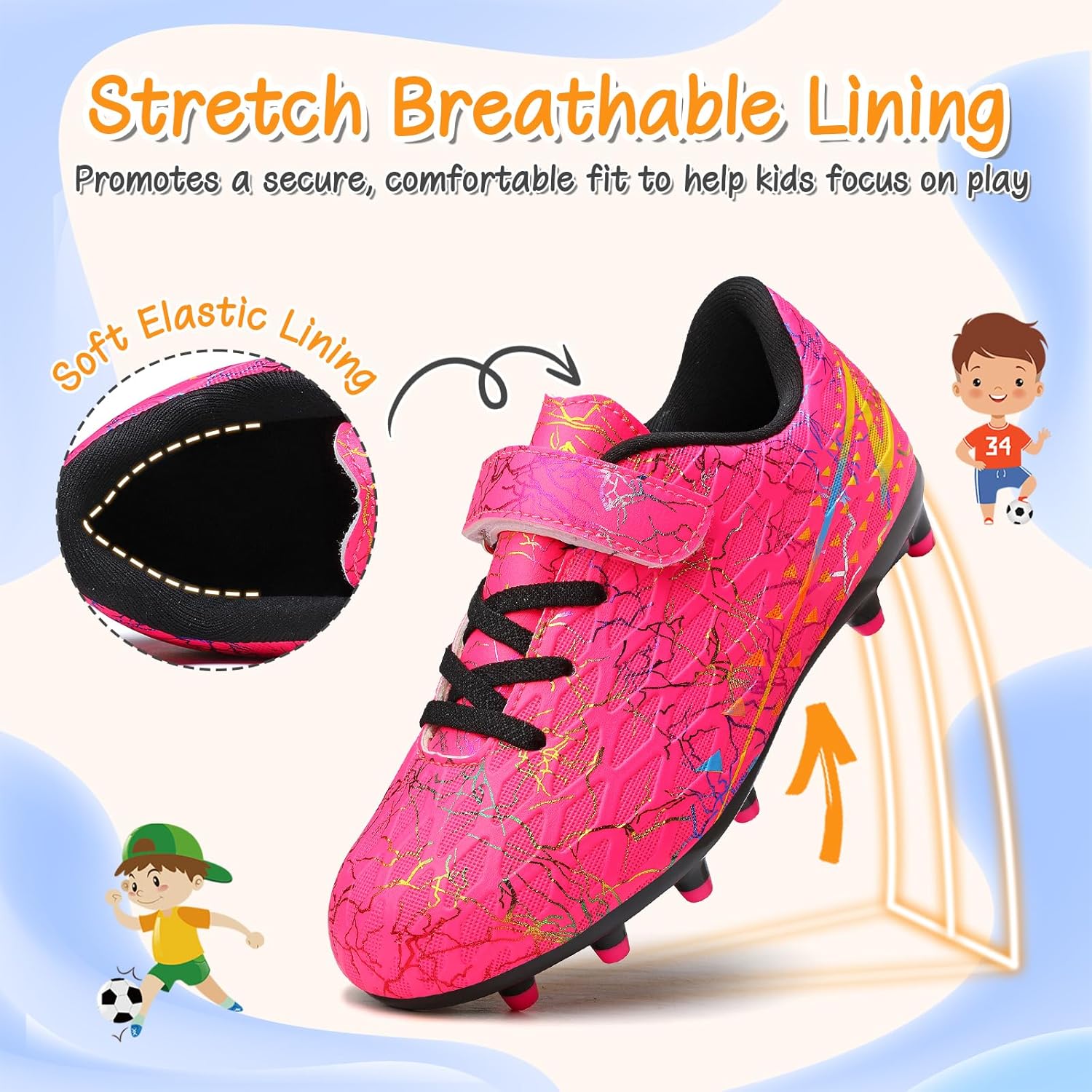 Detalle de Boys Football Boots Shoes for Kids and Teens – FG/AG Soccer Training Shoes