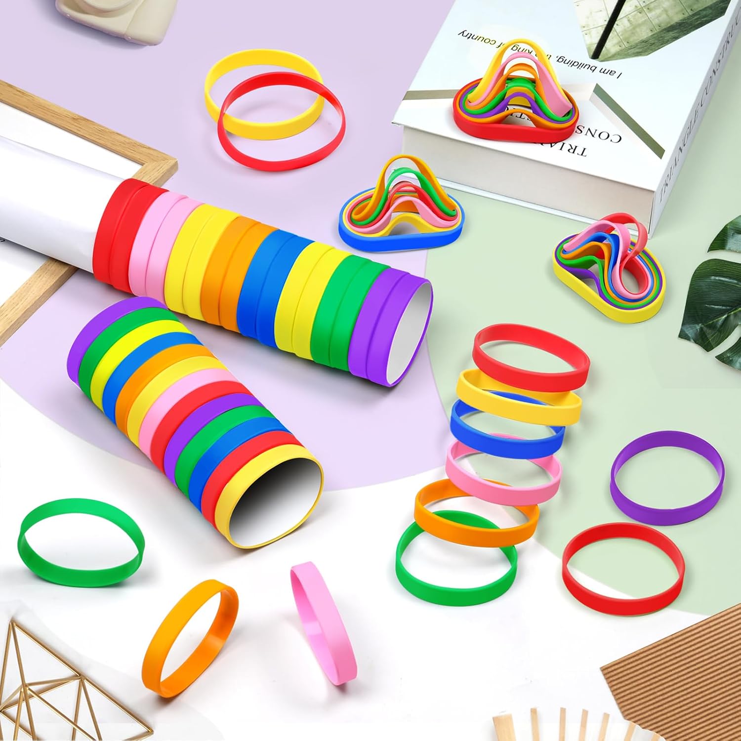 Detalle 2 de LVNRIDS 200 PCS Silicone Wristbands: Coloured Rubber Bracelets for Events and Promotions