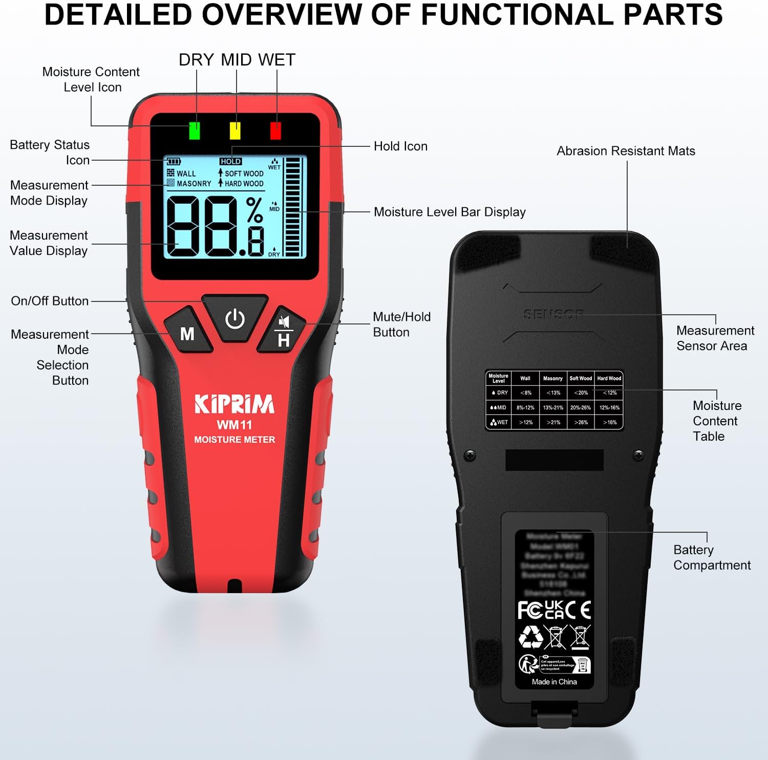 Thumbnail 6 de Kiprim WM11 Pinless Moisture Meter 40mm