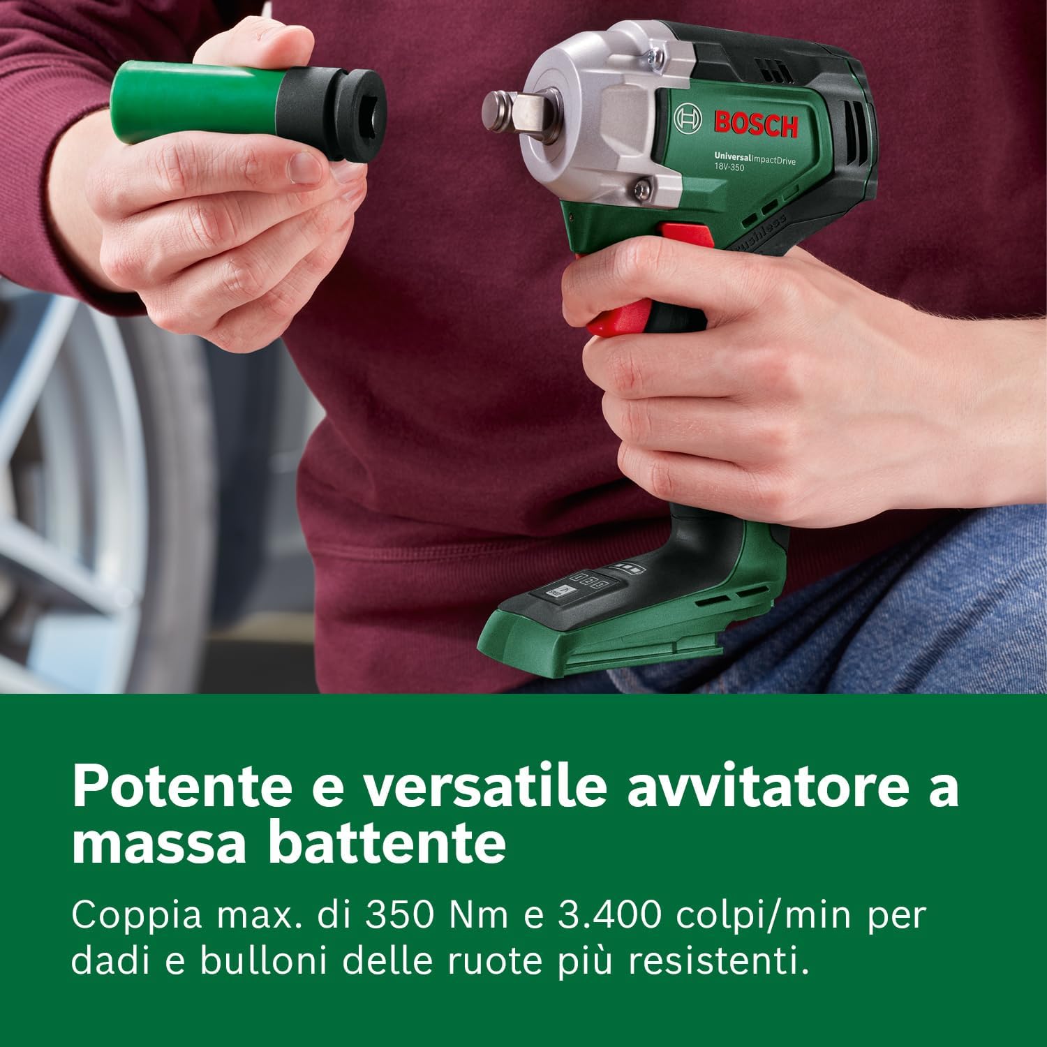 Thumbnail 2 de Bosch UniversalImpactDrive 18V-350 (350 Nm) avvitatore a massa battente a batteria – set con adattatore esagonale e dadi, senza batteria