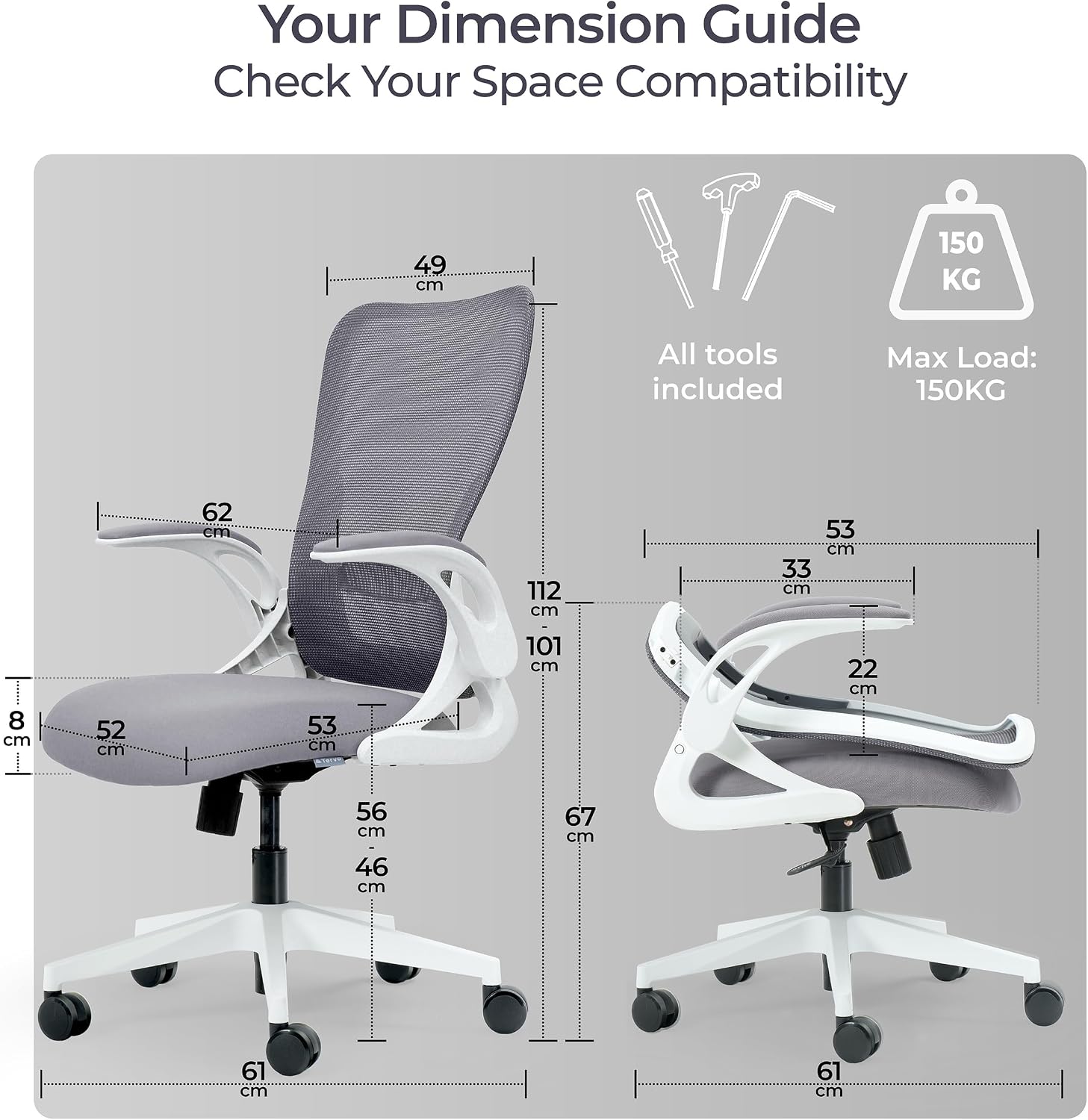 Thumbnail 1 de Tervo Model U Foldable Office Chair: Compact, Ergonomic Seating for Small Spaces
