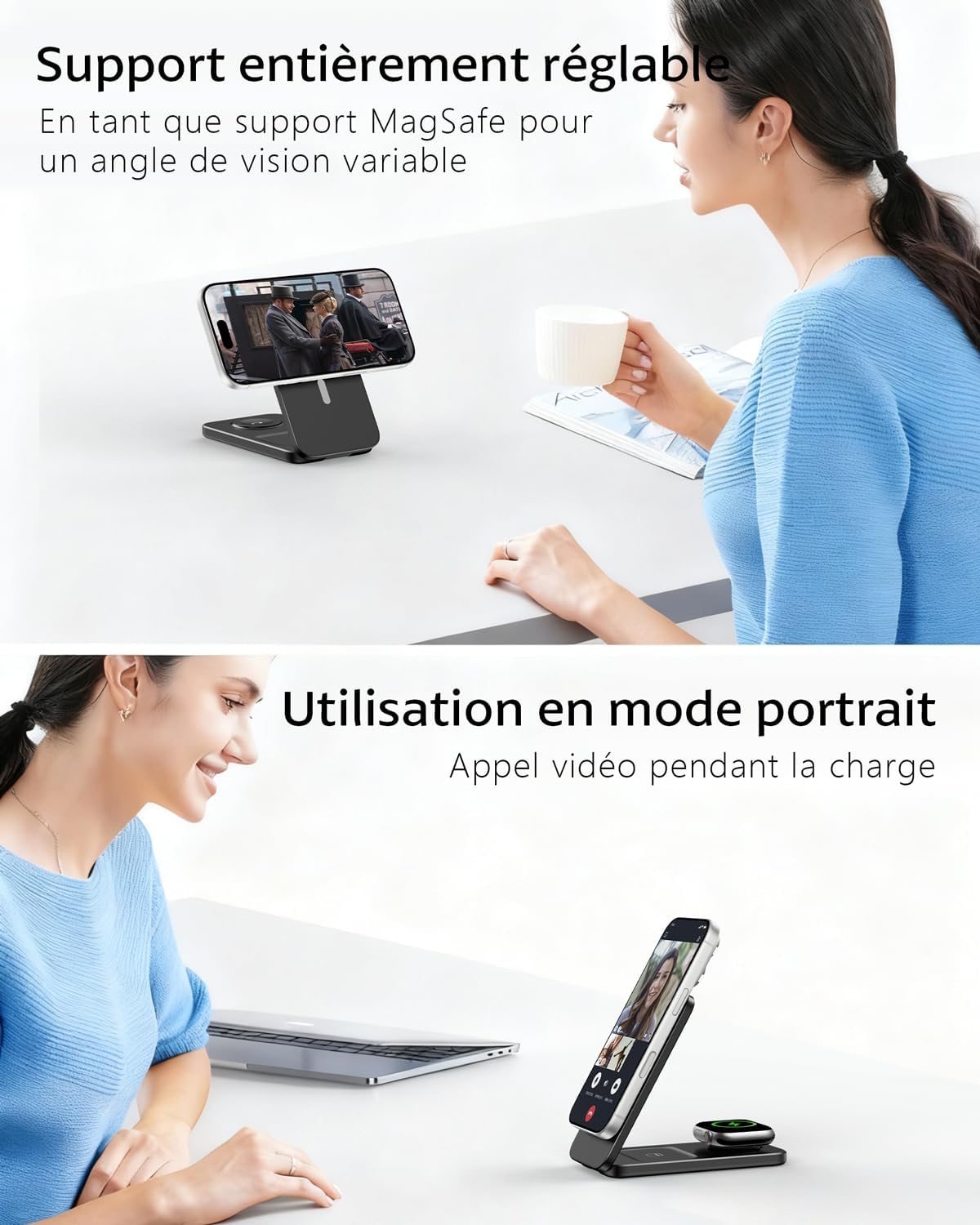 Thumbnail 2 de Chargeur Induction 3 en 1 XNYAND : station MagSafe pliable pour iPhone, Apple Watch et AirPods