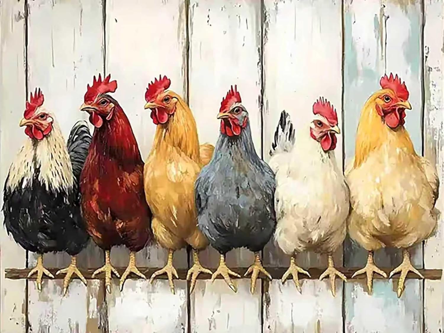 Detalle de mrpwnle Three Chickens Diamond Painting Kit for Adults, Round Drills