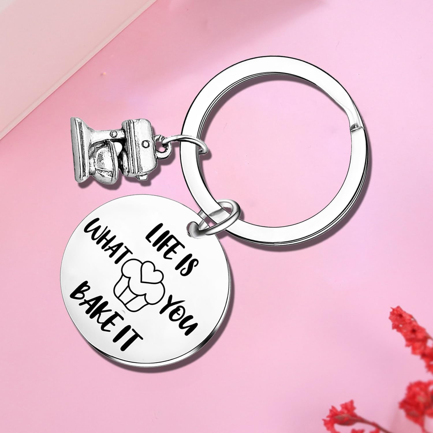 Thumbnail 2 de Tihnvk Baking Gifts: Engraved Life Is What You Bake It Keyring for Bakers and Culinary Fans