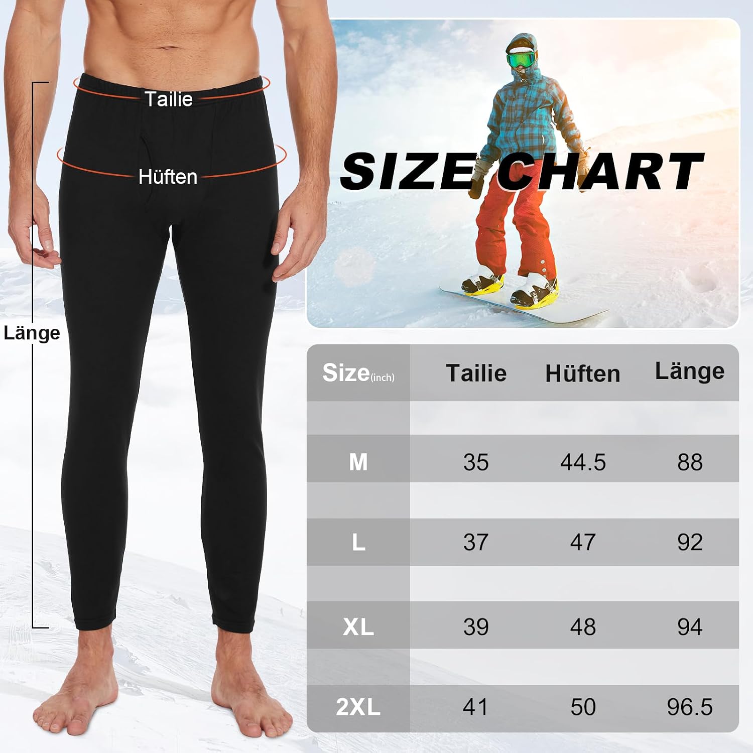 Thumbnail 6 de AMIYOYO Thermo Unterhose Lange Thermounterwäsche Herren