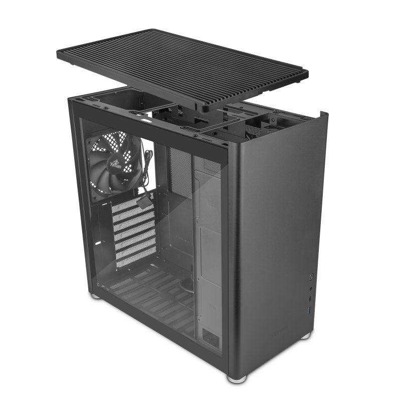 Detalle 2 de Yeyian Hussar Plus ATX, Cristal Templado, USB 3.2 Negra🖥