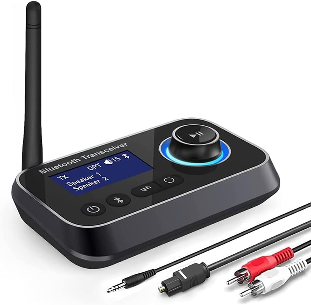 Detalle de Ainostone Bluetooth-audioadapter met Bluetooth 5.0, zender, ontvanger en bypass