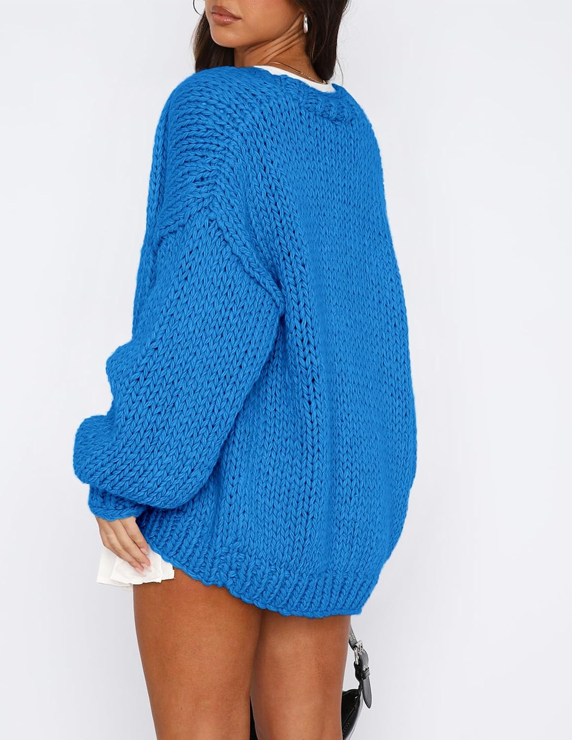 Detalle 2 de PRETTYGARDEN Women's Chunky Knit Cardigan, Oversized Open-Front Style