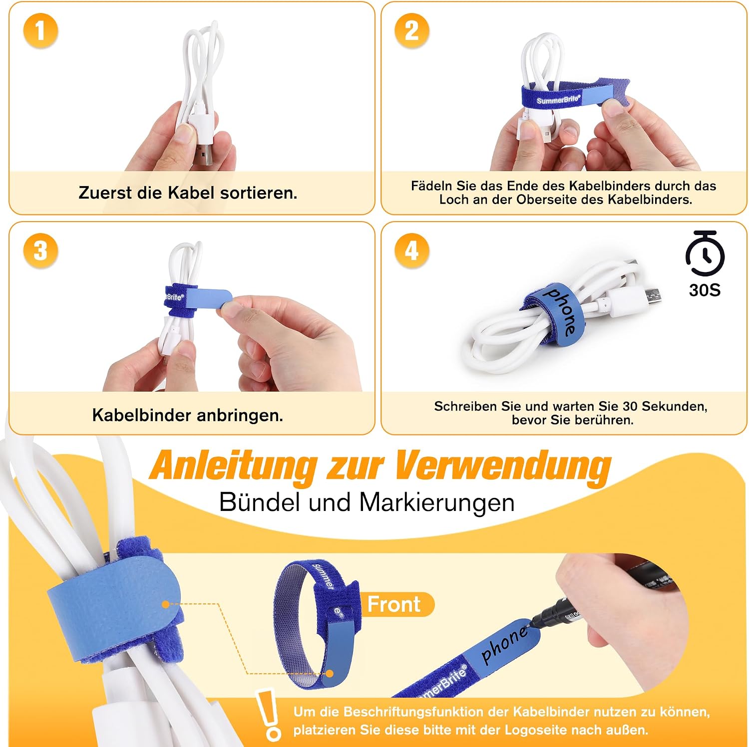 Thumbnail 3 de Summerbrite Kabelbinder Klett 70 Stück