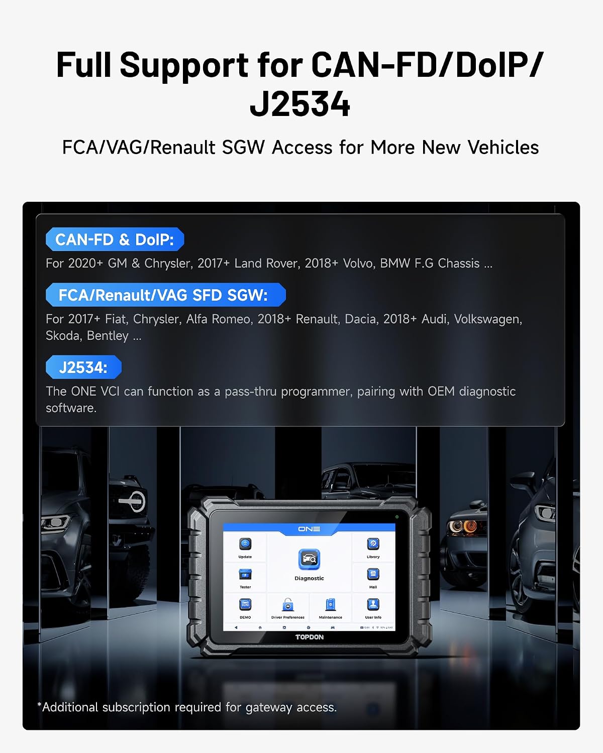 Detalle 2 de TOPDON ONE OBD2 Scanner Diagnostic Tool with ECU Coding, OE Topology, J2534 Pass-Thru and 50+ Services