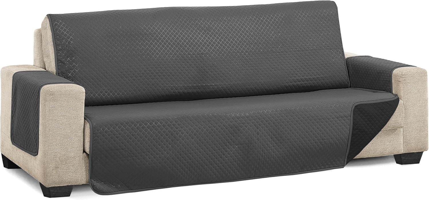 Detalle de Martina Home Diamond Copridivano imbottito 3 Posti – Antracite/Nero: copridivano reversibile, lavabile e pratico